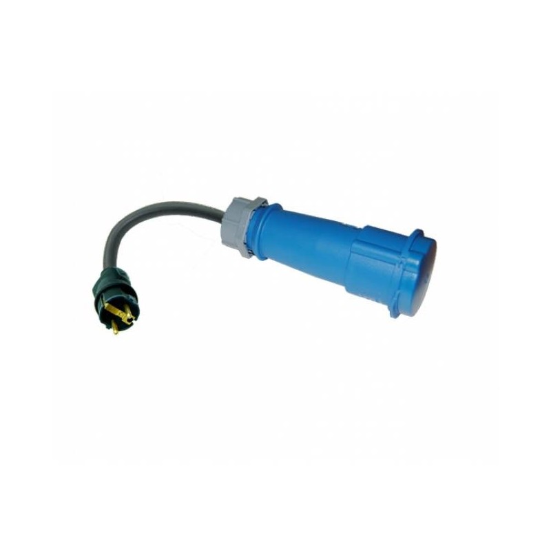 Enchufe Industrial Adaptador CETAC Hembra A SCHUKO Macho 2P+T 16A 250V IP44 IEC-60309 Cable 30cm Ya03100
