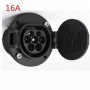 Conector para EV Tipo 2 segun norma IEC 62196 hasta 32A monofásico (lado Coche eléctrico) con 4 puntos de fijación