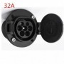 Conector para EV Tipo 2 segun norma IEC 62196 hasta 32A monofásico (lado Coche eléctrico) con 4 puntos de fijación