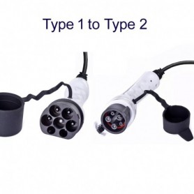 Cable para recarga de coche eléctrico Tipo 1 desde cargador Tipo 2 de 32A con 1 metro - Convertidor Cable para recarga de coche eléctrico Tipo 1 desde cargador Tipo 2 de 32A con 1 metro - Convertidor
